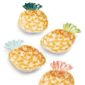 Martha Stewart Melamine So-Cal Small Pineapple Plates - Set of 4 NWT